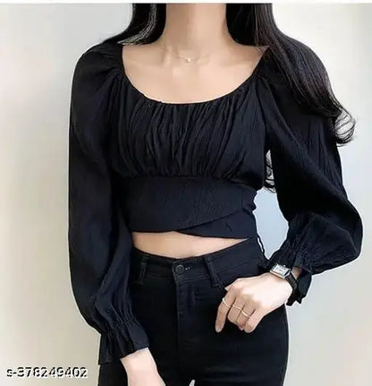 Modern Classic Puff Style Full Sleeve Crop Top