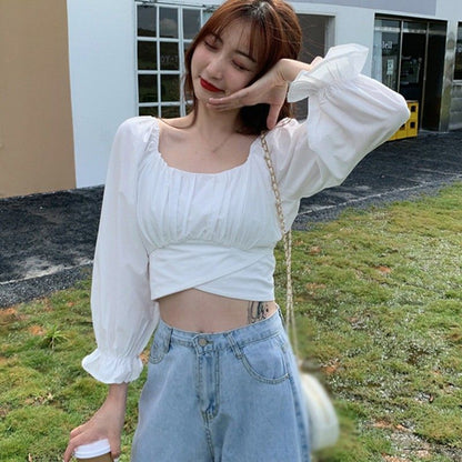 Modern Classic Puff Style Full Sleeve Crop Top