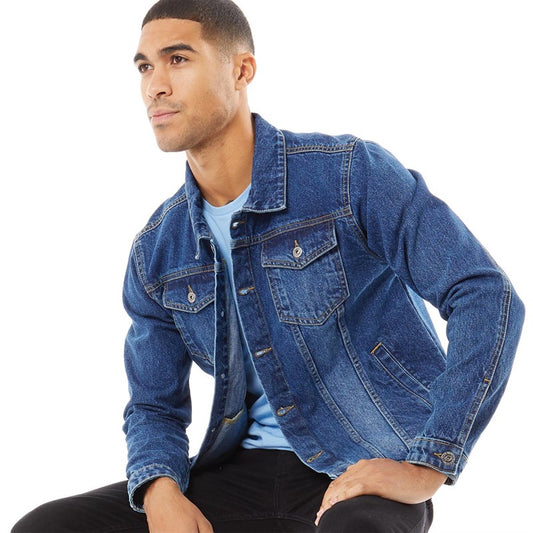 Mens  New Denim Jacket Dark Wash