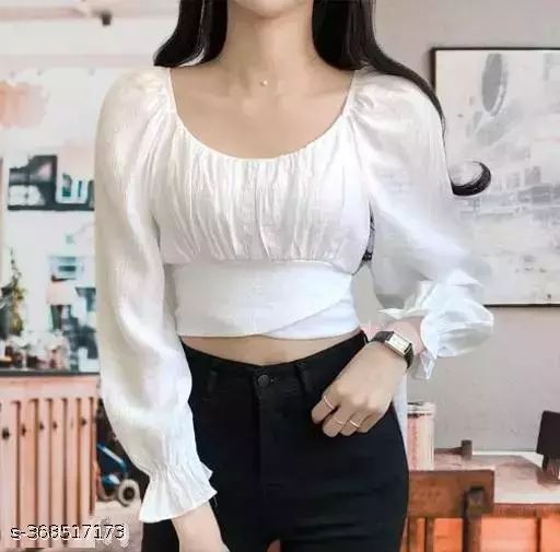 Modern Classic Puff Style Full Sleeve Crop Top