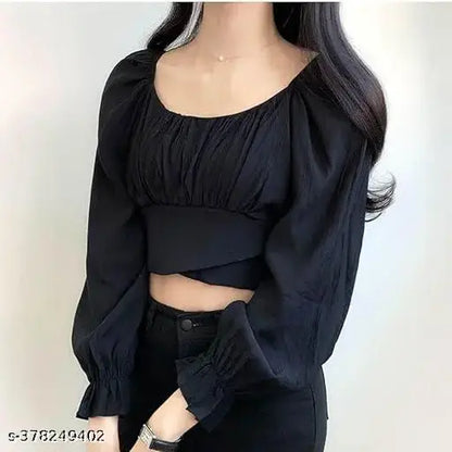 Modern Classic Puff Style Full Sleeve Crop Top