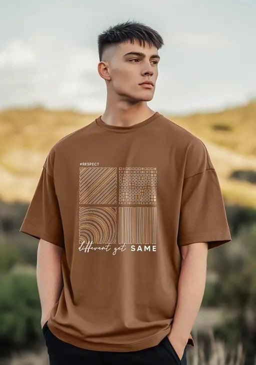 Anime Print Oversized T-Shirt | For Men's | BROWN Colour | Pack Of 1